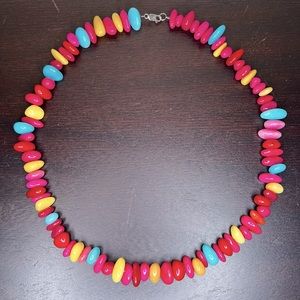 Ali Aluma Vintage 30” Multicolor Chunky Necklace, Lariat, Rainbow, Semiprecious